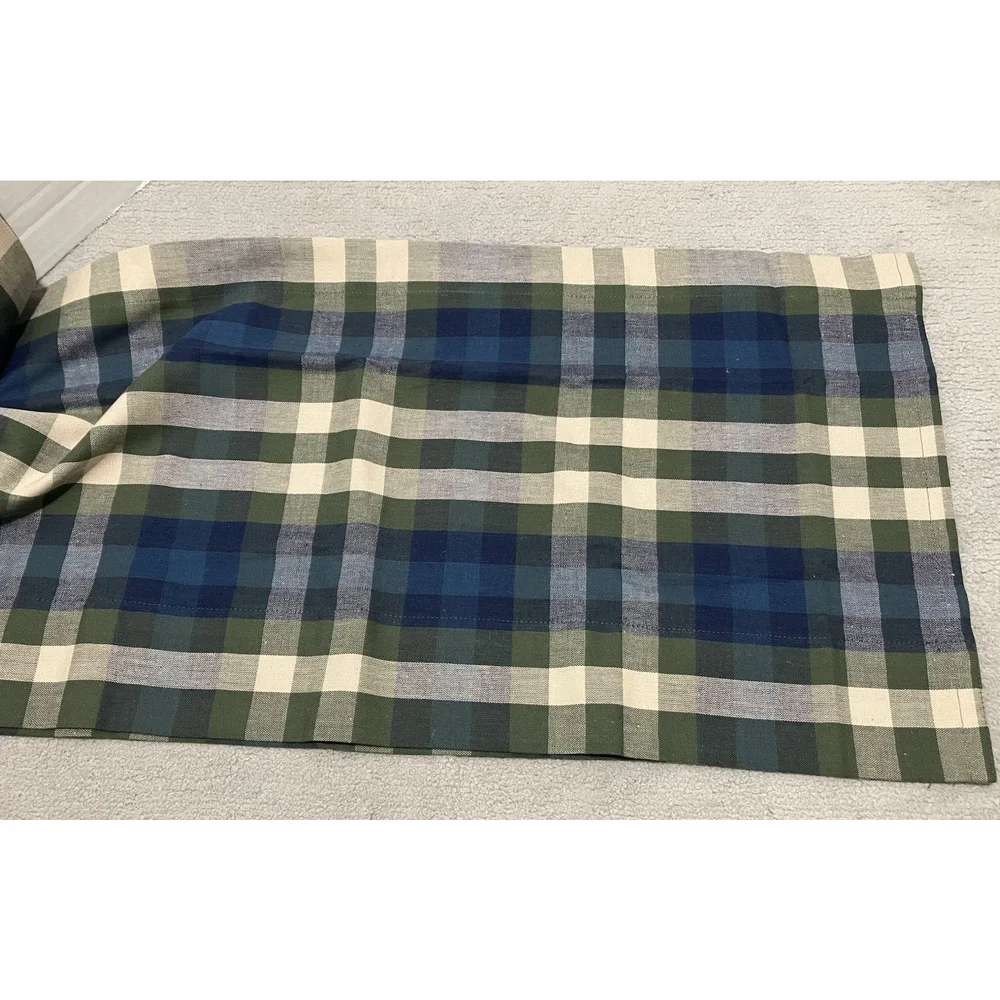 JCPenney Home Valance Bradley Stripe Plaid Valance Woven Cotton Blue Olive Green